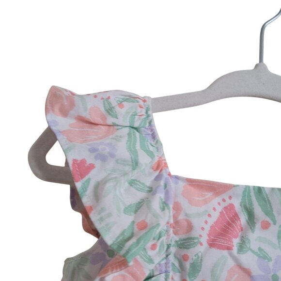 New & EUC 9 Month Girl Lot of 2 Dresses Layered Floral Ruffle Sleeves Cotton - Picture 7 of 16